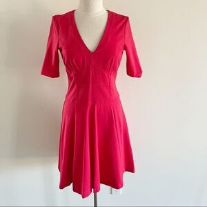 Nanette Lepore Red Front Pleat Circle Swing Dress